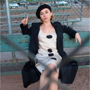 Silk Laundry 90s Slip Dress in Champagne Polka Dot XS